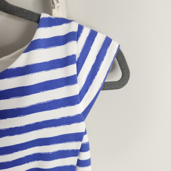Lilly Pulitzer dress womens Medium iris blue white stripe Brielle fit flare - Picture 3 of 7